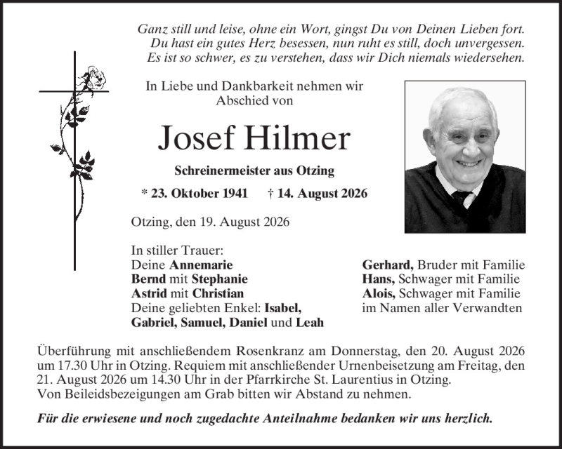 Gedenkbild für Josef Hilmer