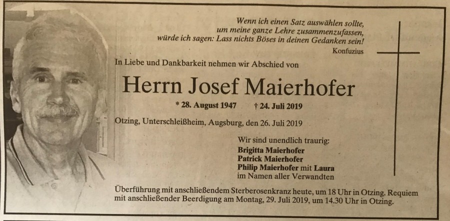 Gedenkbild für Josef Maierhofer