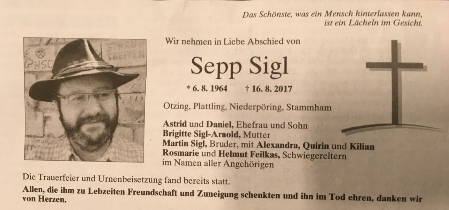 Gedenkbild für Sepp Sigl